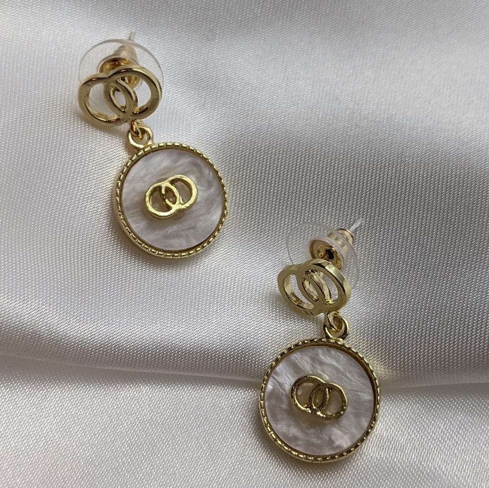 Round Pearlized Charm Earrings
